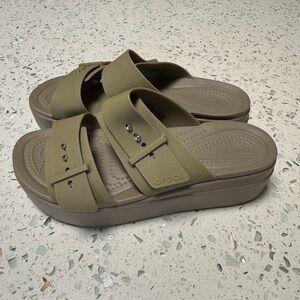 CROCS Khaki Platform Sandals